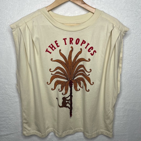 Farm Rio Womens Muscle Shirt The Tropics Oversized Size M Anthropology - Picture 2 of 12
